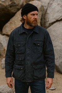 Mens Canvas Utility Chore Barn Jacket Boulder Creek Pockets Work Faded XL Black - Picture 1 of 11