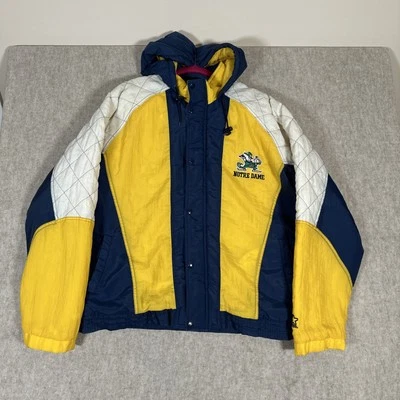 VTG Starter MENS Large Notre Dame Fighting Irish Full Zip Hooded Puffer Jacket - Image 1 of 4