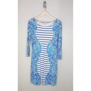 Lilly Pulitzer Nila Brilliant Blue Moon Jellies Kleid Stretch Strand Gr. M - Bild 1 von 5