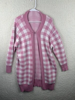 Kirundo 女式粉色/白色开襟开衫毛衣柔软尺寸 X-大号 — 第 1/4 张图片