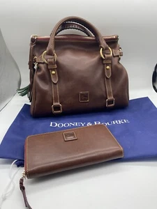 Dooney & Bourke Florentiner Leder Umhängetasche Kastanie A369635 groß & Reißverschluss Kalbsleder - Bild 1 von 16