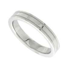 Surgical Steel 4mm Wedding Band Grooved Edges High Polish Sizes 8 - 14
