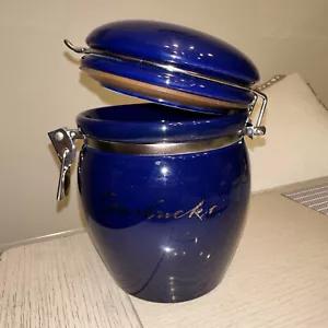 Vintage Starbucks Blue Silver Ceramic Collectible Coffee Tea Canister Storage - Picture 1 of 9