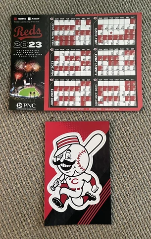 2023 Cincinnati Reds Schedule & Mr. Red Car Magnet - Opening Day Cover