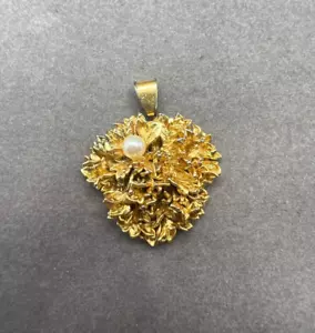 Autentico ciondolo di perle in argento sterling placcato oro Flora Danica Danimarca - Foto 1 di 5
