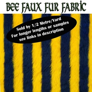 Bee Stipe Fluffy Faux Fur Fabric 150cm wide (60") sold by half metre/yard - Picture 1 of 2