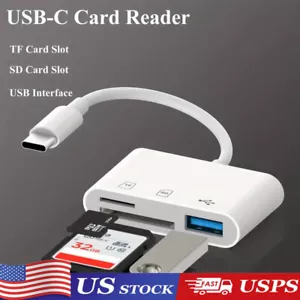 TF/SD Card Adapter Camera Reader Camera Android Type-c For iPhone16 Pro Max Plus - Picture 1 of 14