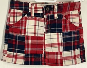 Old Navy Little Girl Sz 5 Skirt Patchwork Red/White/Blue Adjustable Waist Snap - Picture 1 of 10