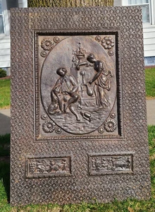 Antik um 1890 W.L. Sharp & Son Gusseisen Kaminabdeckung Tür Jugendstil Deko - Bild 1 von 21
