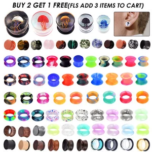 Wholesale Lot 5-100Pairs Stone/Silicone/Steel/Wood Ear Plug Tunnels Ear Gauge - Picture 1 of 13