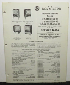 RCA VICTOR TELEVISION SERVICE DATA 1953 T13 17-S-349 -350 -351 G U GU KCS78F H L - Picture 1 of 1