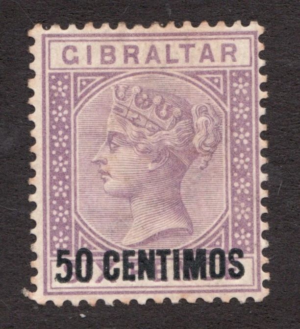 1889 Gibraltar Sc# 27 - 50 Centimos - Queen Victoria - MH HR Cv$67.50 - Image 1 of 1
