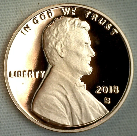 2018 S PROOF Lincoln Shield One Cent Coin Made in USA 1c Penny Cover