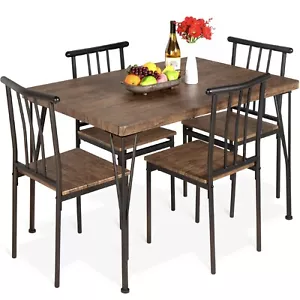 Best Choice Products 5-Piece Indoor Modern Metal Wood Rectangular Dining Table - Picture 1 of 7