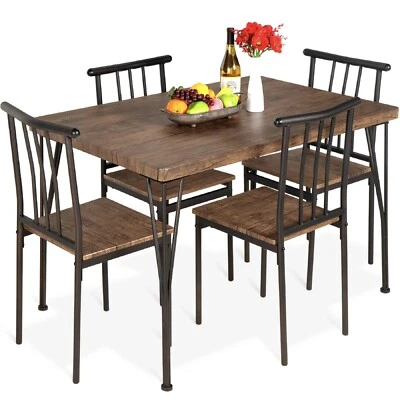 Best Choice Products 5-Piece Indoor Modern Metal Wood Rectangular Dining Table - Image 1 of 4