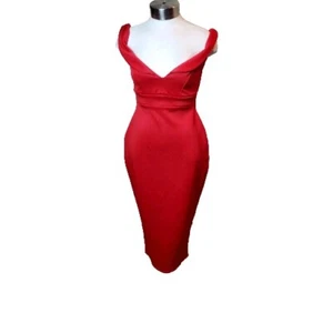 Boohoo Maternity Maria Sweetheart Off The Shoulder Midi Dress Size 6 NWT - Picture 1 of 10