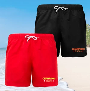 CHAMPIONS YNWA Liverpool Swimming Swim Gym Sport Shorts BLACK & RED - All Sizes - Picture 1 of 9
