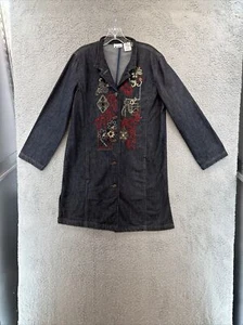 Units dunkler Denim Lagenlook Mantel Gr. Medium bestickt 100% Baumwolle - Bild 1 von 22