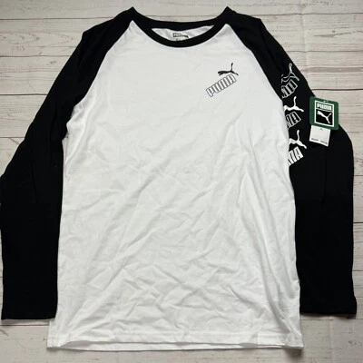 Camisa Puma Juvenil XL Negra Blanca Logo Manga Raglán Pullover Camiseta Nueva con Etiquetas Foto 1 de 4