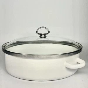 Chantal Emaille auf Stahl weiß Bräter Dutch Oven oval Kuppel Glasdeckel # OV30 - Bild 1 von 10