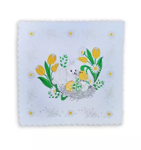 Ostern quadratisch ausgefallen Tischset/Deckchen/Serviette weiß 36 cm x 36 cm (14"x14") Hase - Bild 1 von 3