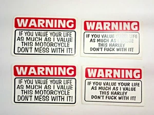 4 x PEGATINAS DE ADVERTENCIA DIVERTIDAS 4 MOTO HARLEY CHOPPER BIKER ROCKER - Imagen 1 de 4