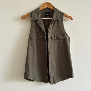 Sportsgirl size 8 green tank top button up army green vest - Picture 1 of 7