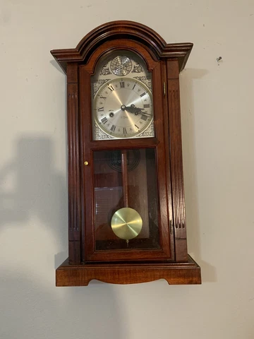 Vintage Tempus Fugit 31 Day Chiming Wall Clock With Key Tested Working 27.5" Cover