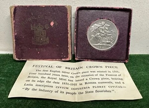 PIEZA DE LA CORONA BRITÁNICA 1951 Rey Jorge VI 5 chelines moneda en caja roja - Imagen 1 de 6