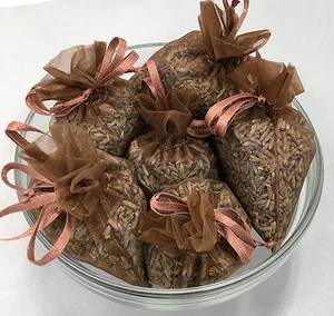 Set of 6 Lavender Sachets made with Copper Organza Bags - Picture 1 of 4