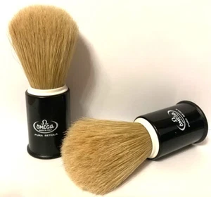Pennello da Barba Nero-Bianco Setole Suine Pura Spazzolini Naturali Omega Italy - Foto 1 di 2