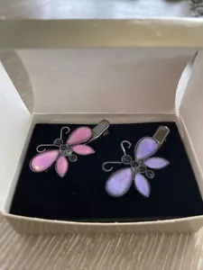 AVON Vintage 1999 Butterfly Hair Bundle With Box - 2 Alligator Style Hair Clips - Picture 1 of 6