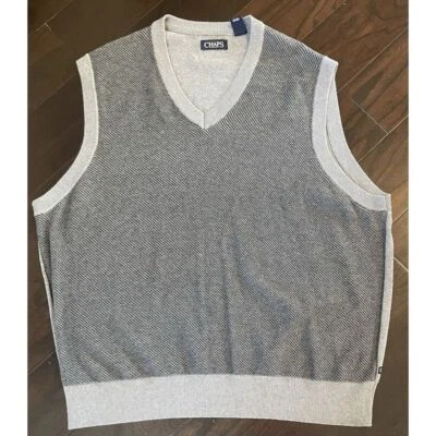Chaps Ralph Lauren Sleeveless V-Neck Gray Mens Vest Size 2XB Sweater Logo - Image 1 of 4