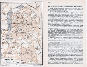 Freiberg 1908 orig. Stadtplan + Reisef. (3 S.) Schloss Freudenstein Hirtenplatz - Picture 1 of 1