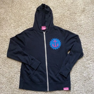 Camisa con Capucha Rosa Delfín Cremallera Unisex Negra Azul Rosa Gráfico Ancla Foto 1 de 4