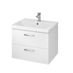 Badmöbel Set Waschbecken mit Unterschrank Waschtisch, 2-Schubladen LARA 60 Weiß - Bild 1 von 5
