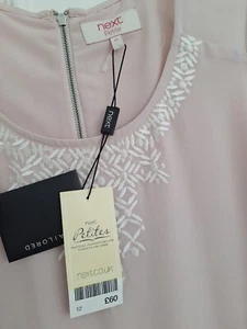 Next Petite Embroidered Beaded Sheer Lined Dress UK 12 RRP £60 - Picture 1 of 7