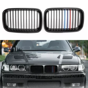 Paar M-Farbe Kühlergrill Nieren Grill Schwarz Glänzend Für BMW 3er E36 1992-1996 - Picture 1 of 10