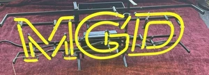 Vtg MGD Miller Genuine Draft Beer Yellow Neon Sign 2003 Neon Tech Xclnt Working - Picture 1 of 7