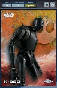 Star Wars Digital Card Trader Cromo Legendario Oro Mini Diamante K-2SO - Imagen 1 de 2