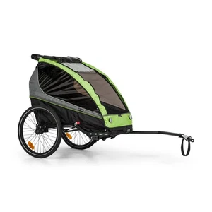 Fahrradanhänger Kinderwagen Jogger Buggy 2-Sitzer 40 kg Gurtsystem Jogging grün - Bild 1 von 8