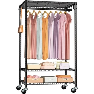 P6 Rolling Clothes Rack Heavy Duty, Clothing Racks for Hanging Clothes, Frees... - Picture 1 of 7