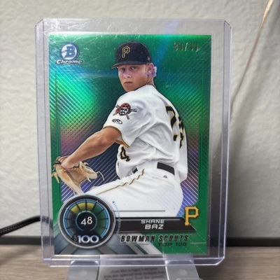 2018 Bowman #BTP-48 Shane Baz Bowman Chrome Scouts' Top 100 Green #/99 - Image 1 of 2
