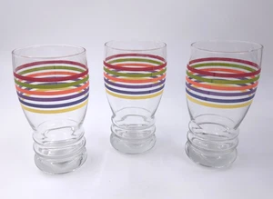 Libbey Mambo “Fiesta” Tumbler Glasses Rainbow Stripe Lot 3 Vintage - Picture 1 of 3