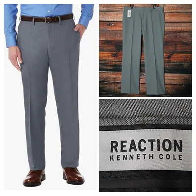Pantalones de vestir Kenneth Cole Reaction para hombre 36X29 grises modernos pantalones elásticos nuevos con etiquetas $85 Foto 1 de 4