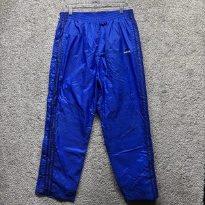 Pantaloni Adidas Tearaway Snap Vintage Uomo L Blu 3 Strisce Pista Nylon Foderati Y2K - Foto 1 di 11