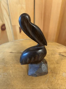 Figura Estatuto de Madera de Hierro Tallado a Mano Pelícano De Colección Náutica Playa Decoración Cabaña - Imagen 1 de 6