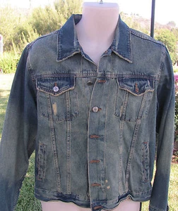 B C ETHIC CUSTOM CRAFTED M JACKET Distress Denim Light Weight MOVIE APPAREL - Picture 1 of 5