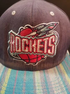RARE Mitchell & Ness Houston Rockets Hardwood Snapback Hat Cap Distressed Faded - Picture 1 of 8
