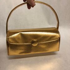 New Years Eve Hard Cased Rounded Gold Metallic Purse with Coin Button